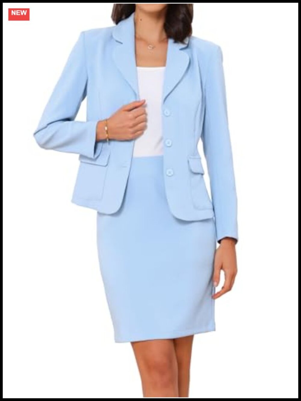 Women's 2 Piece Skirt Suit Set Blazer and Pencil Skirt Office Work Interview